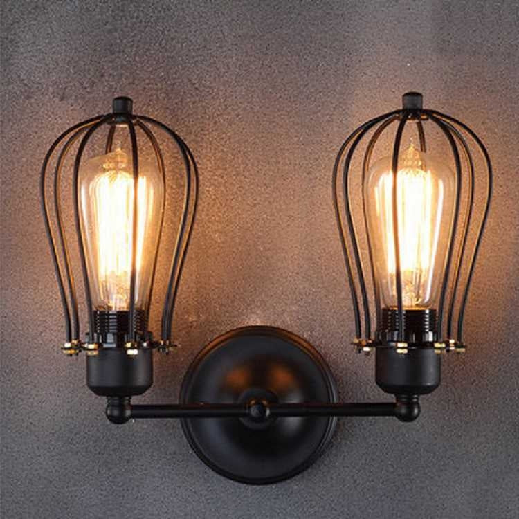 Retro Double Head Grapefruit Wrought Iron Antique Restaurant Corridor Aisle LED Wall Lamp, without Light Source, with Edison LED 4W, with Edison Tungsten Wire 40W