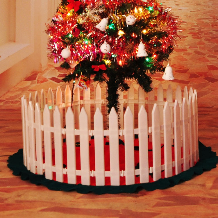 10 PCS Christmas Decoration White Plastic Tips Fence Christmas Tree Fence, Tree Fence