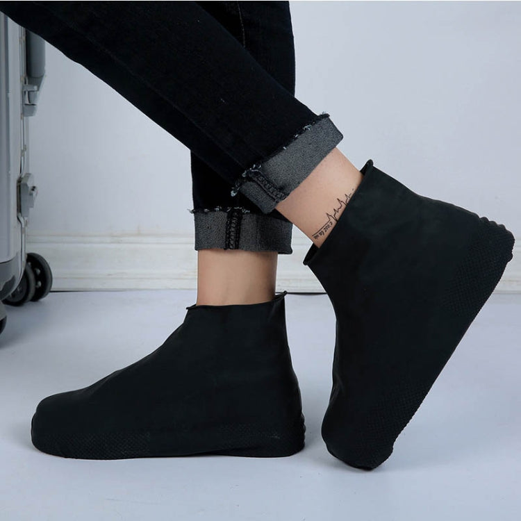 2 Pairs Waterproof Shoe Cover Raincoat Non-slip Reusable Silicone Insole Shoe Slip Rainshoes Cover, L
