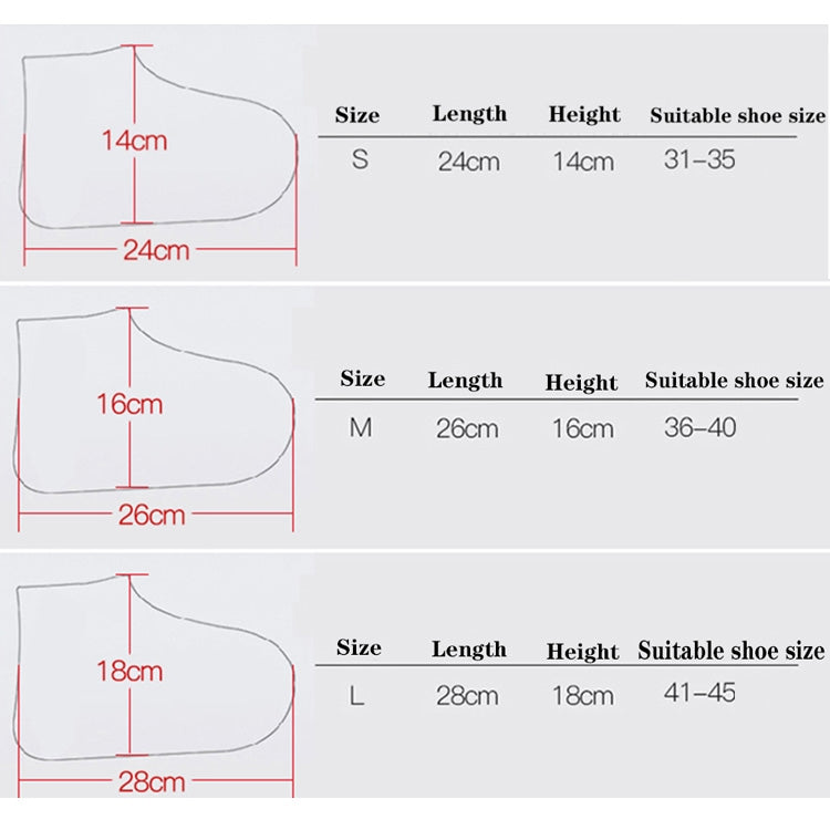 2 Pairs Waterproof Shoe Cover Raincoat Non-slip Reusable Silicone Insole Shoe Slip Rainshoes Cover, L