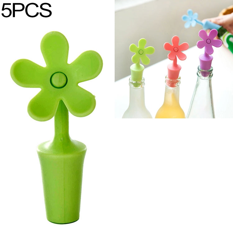 5 PCS Silicone Wine Stopper Flower Beer Stopper, 5 PCS Flower Shape(Green), 5 PCS Flower Shape(Purple), 5 PCS Flower Shape(Red), 5 PCS Flower Shape(Blue)