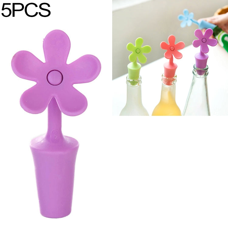 5 PCS Silicone Wine Stopper Flower Beer Stopper, 5 PCS Flower Shape(Green), 5 PCS Flower Shape(Purple), 5 PCS Flower Shape(Red), 5 PCS Flower Shape(Blue)