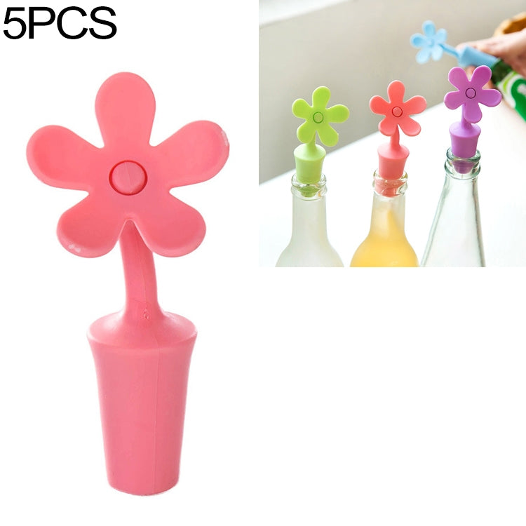 5 PCS Silicone Wine Stopper Flower Beer Stopper, 5 PCS Flower Shape(Green), 5 PCS Flower Shape(Purple), 5 PCS Flower Shape(Red), 5 PCS Flower Shape(Blue)