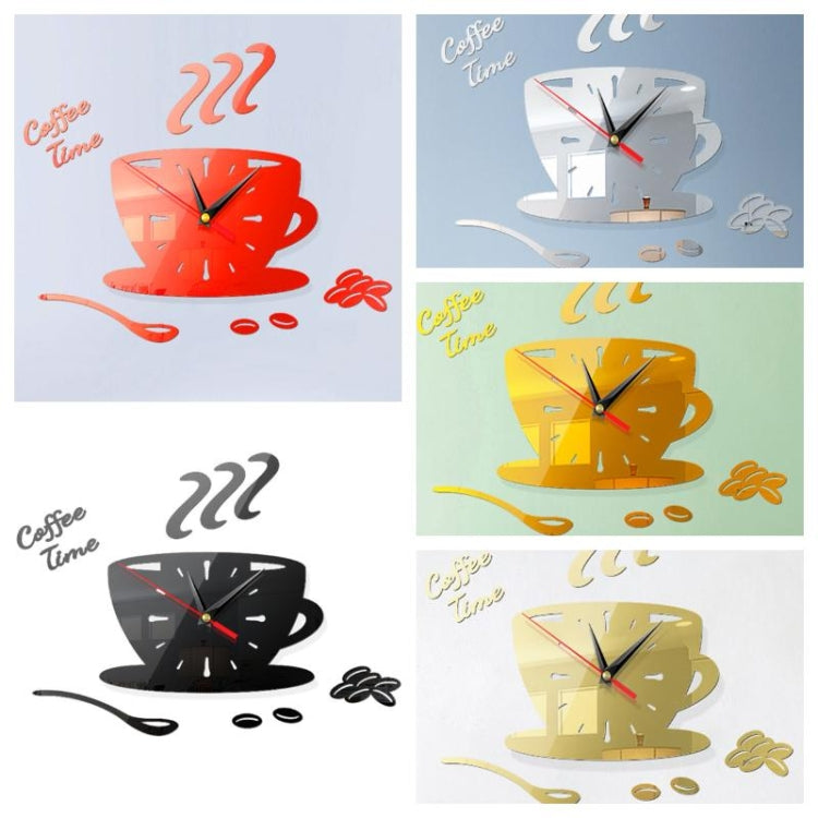 ساعة حائط عصرية مزخرفة ثلاثية الأبعاد DIY للمنزل مصنوعة من مادة الأكريليك ومرآة جدارية لتزيين القهوة