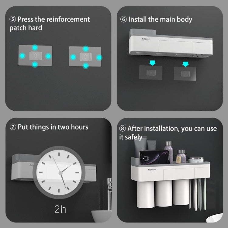 Free Punching Toothbrush Holder Set Bathroom Shelf, 3 Cups