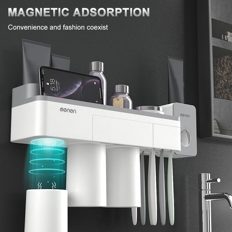 Free Punching Toothbrush Holder Set Bathroom Shelf, 3 Cups