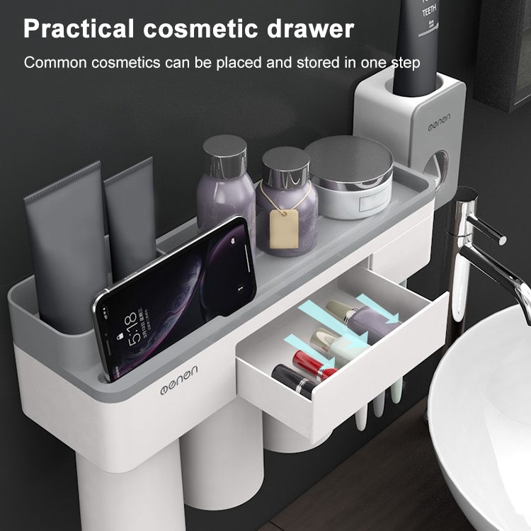 Free Punching Toothbrush Holder Set Bathroom Shelf, 3 Cups