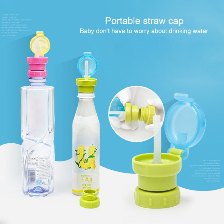 Children Portable Bottled Drinks Anti-overflow Anti-squash Replacement Straw Cap, Blue, Green, Red