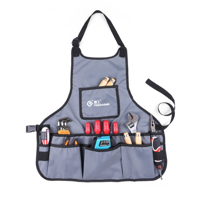 PENGGONG Waterproof Canvas Gardening Apron Tools Bag Electrician Tool Organizer For Toolkit, Blue, Black, Grey, ArmyGreen