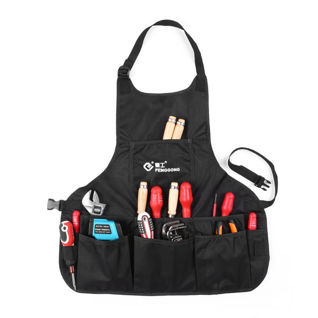 PENGGONG Waterproof Canvas Gardening Apron Tools Bag Electrician Tool Organizer For Toolkit, Blue, Black, Grey, ArmyGreen
