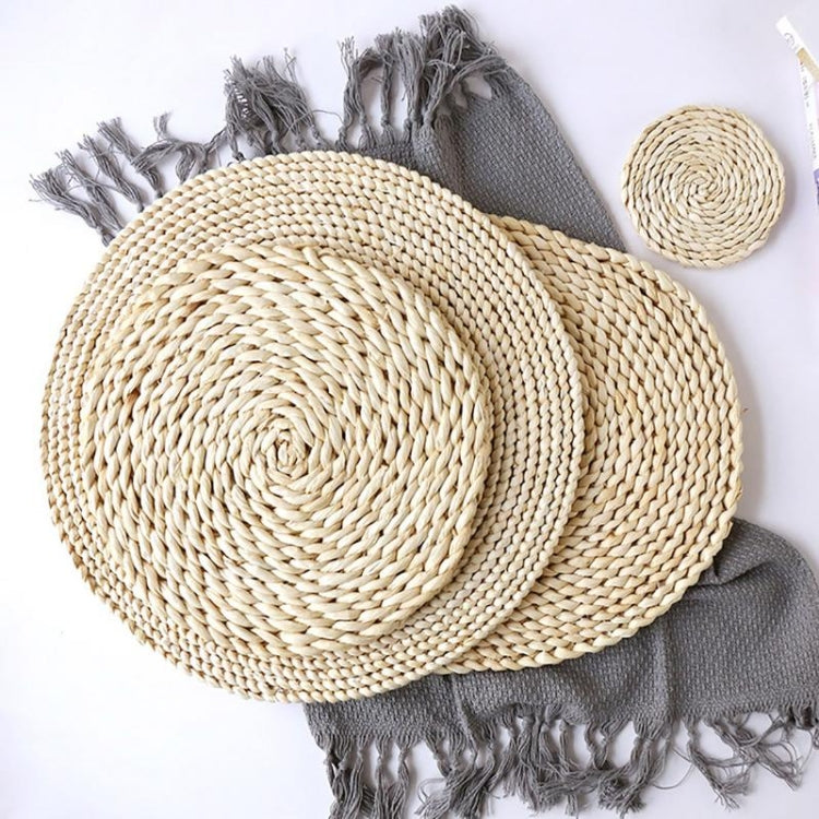 2 PCS Non-slip Natural Corn Woven Thickening Insulated Tea Mat Table Heat-resistant Casserole Mat, Round Coaster 10cm, Round Placemat 22cm, Round Placemat 35cm
