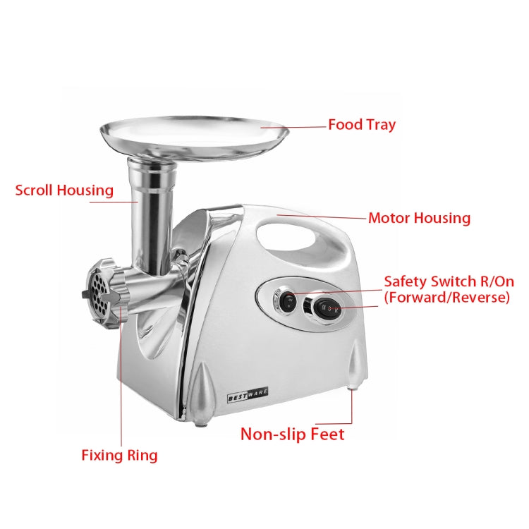 MGB -120A 250W Household Electric Multi-function Stainless Steel Kitchen Sausage Twisting Machine Meat Grinder, MGB -120A Black