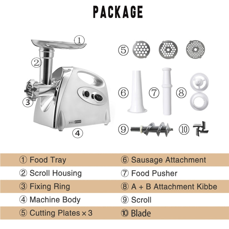 MGB -120A 250W Household Electric Multi-function Stainless Steel Kitchen Sausage Twisting Machine Meat Grinder, MGB -120A Black