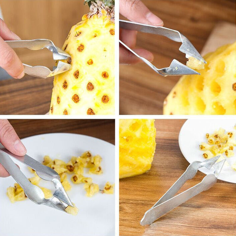3 PCS Stainless Steel Non-slip Tip Open Blade Pineapple Clip Fruit Eye Digger, 13.5×3.5cm Endless Steel Nail