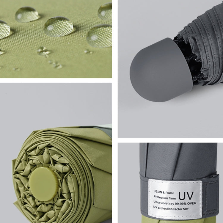 LY-0621 Five-Fold Eight-bone Umbrella Simple Black Glue Sunscreen Umbrella, Eight-bone Turmeric, Eight-bone Midsummer Pink, Eight-bone Haze Blue, Eight-bone Matcha Green, Eight-bone Navy, Eight-bone Ink Green