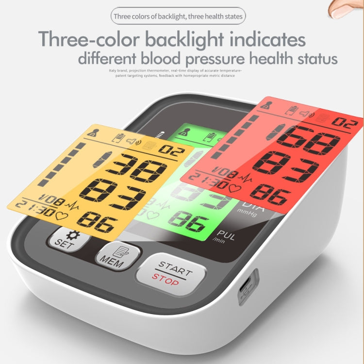 JZ-256A Tri-Color Backlight Automatic Upper Arm Sphygmomanometer Home Electronic Sphygmomanometer, 22-32cm, 22-42cm