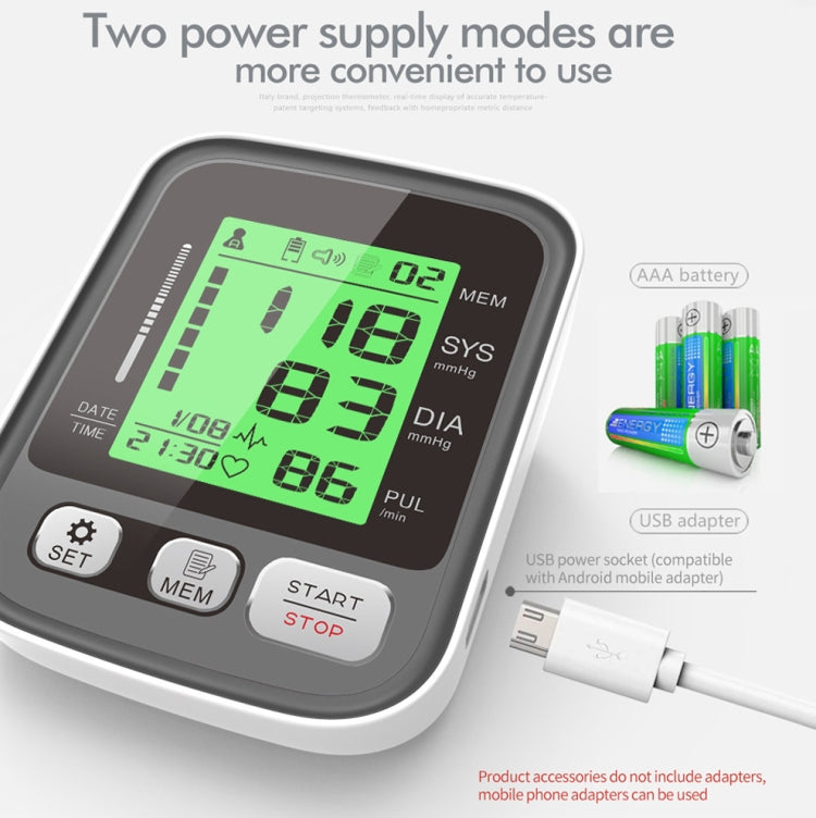 JZ-256A Tri-Color Backlight Automatic Upper Arm Sphygmomanometer Home Electronic Sphygmomanometer, 22-32cm, 22-42cm
