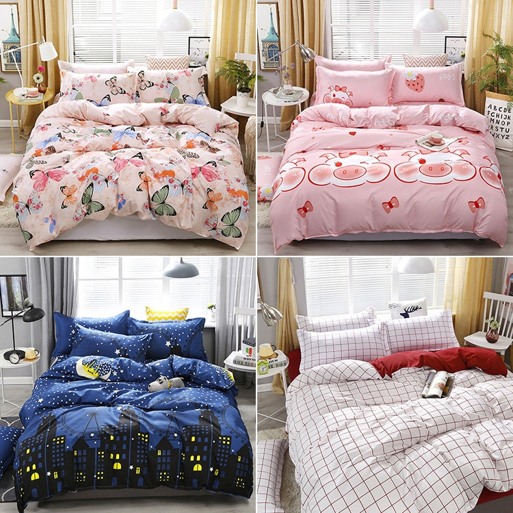 4pcs / Set Printing Bedding Set Bed Sheet Pillowcases Cover, For 2.2m Bed