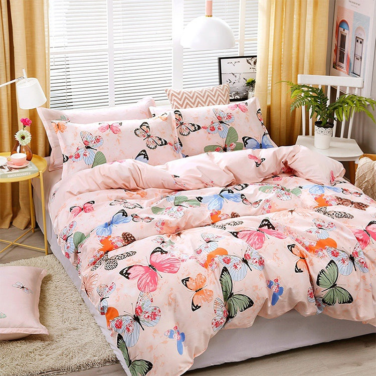 4pcs / Set Printing Bedding Set Bed Sheet Pillowcases Cover, For 2.2m Bed