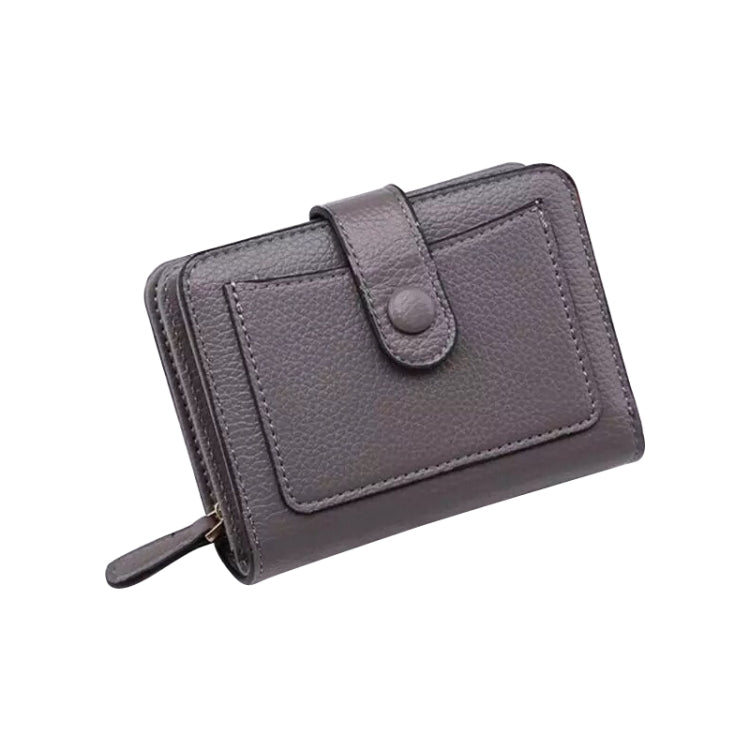 Women Short Litchi Texture Multi-card Buckle Wallet