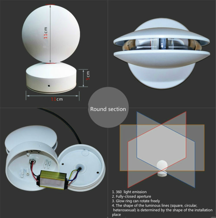 LED Door Frame Corridor Window Wall Spotlight, White, Semicircle