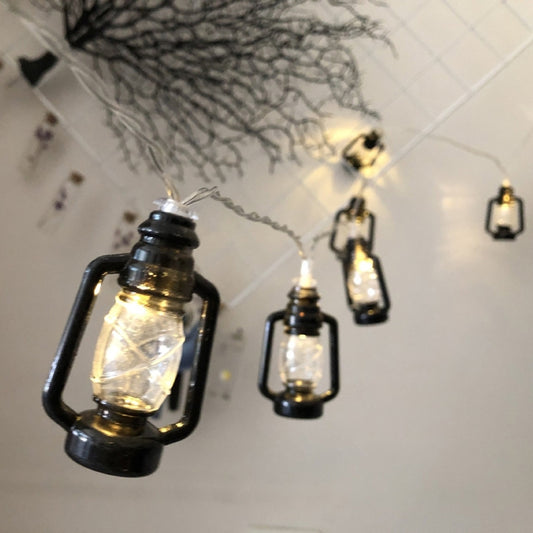 Christmas Lantern Festival Decoration Retro Kerosene Lamp LED String, 1.5m 10LEDs/ Black, 3m 20LEDs/ Black