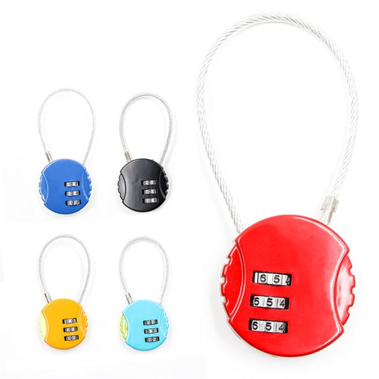 Steel Rope Spherical Combination Lock Gym Luggage Bicycle Round Padlock, Black, Silver, Red