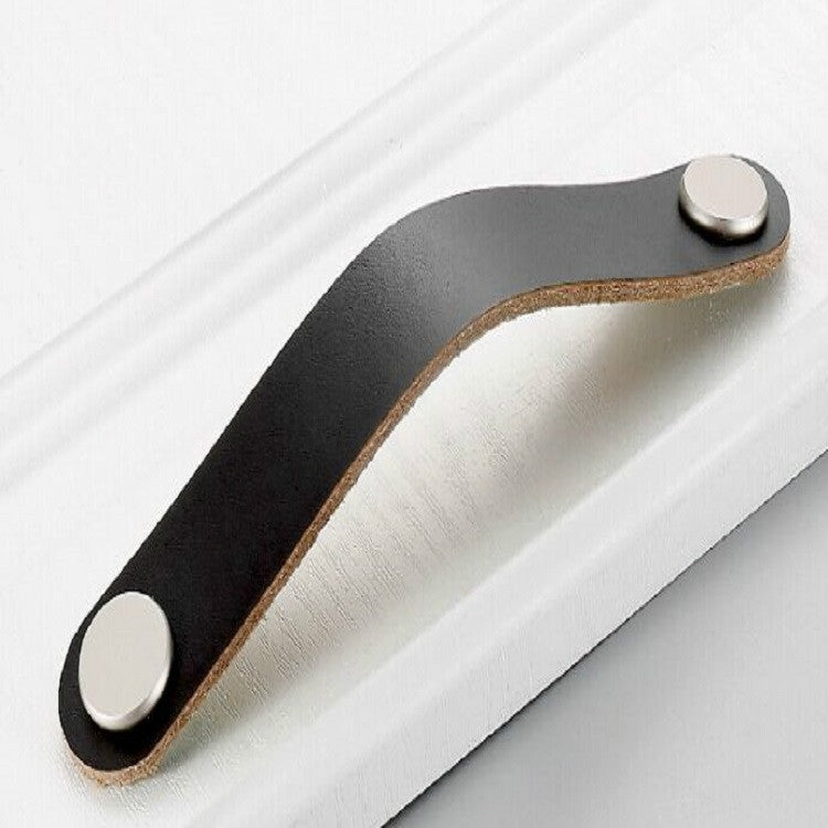 Kitchen Cabinet Wardrobe Leather Door Handle Drawer Pull, Black Single Hole, Black 96, Light Coffee 96, Black 128