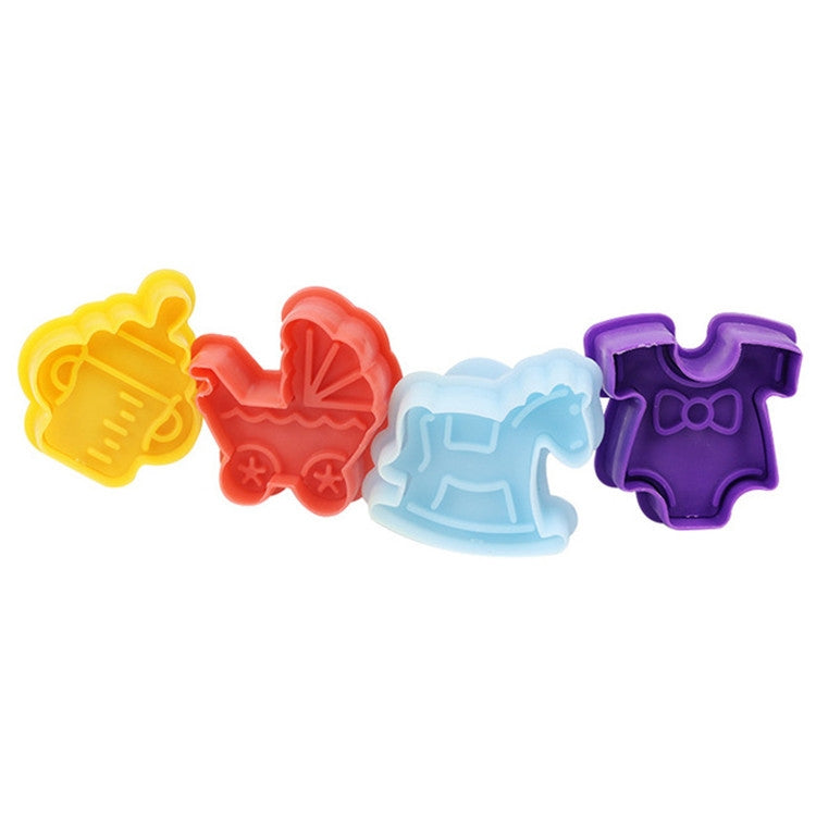 4 in 1 3D Baby Series Biscuit Mold Fondant Pressing Tools, Random Color Delivery, 4 in 1 3D Baby Series