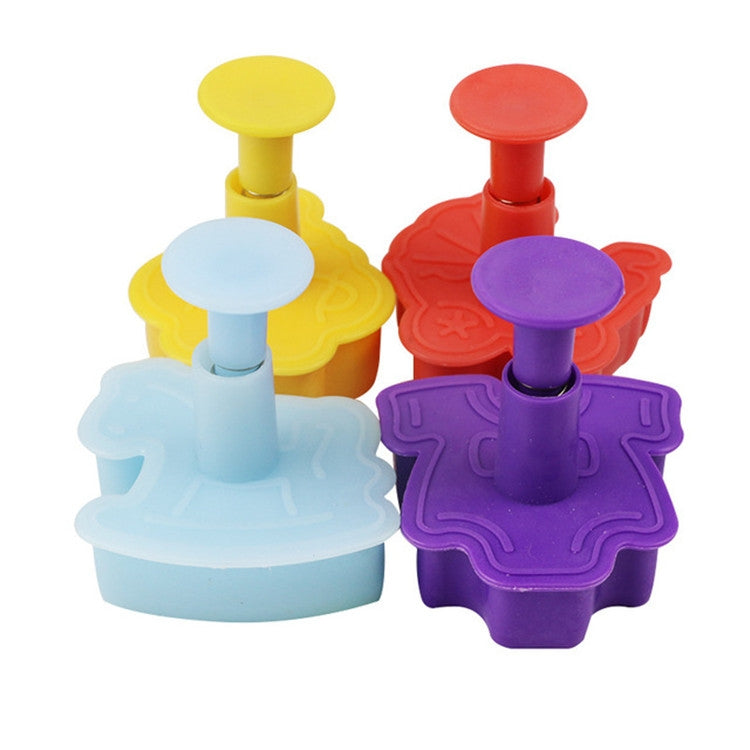 4 in 1 3D Baby Series Biscuit Mold Fondant Pressing Tools, Random Color Delivery, 4 in 1 3D Baby Series