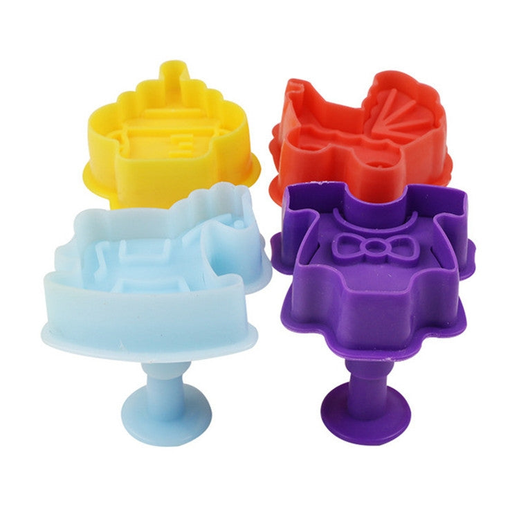 4 in 1 3D Baby Series Biscuit Mold Fondant Pressing Tools, Random Color Delivery, 4 in 1 3D Baby Series