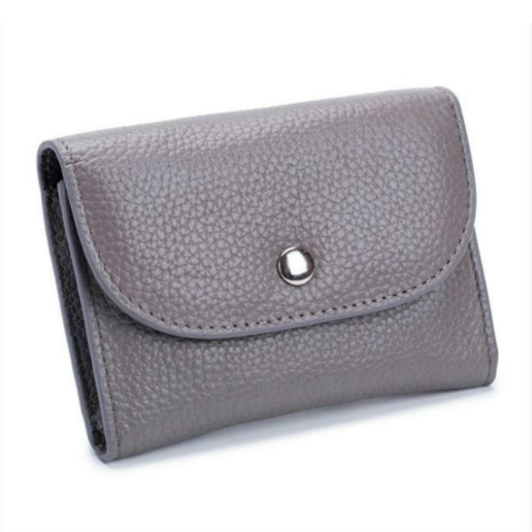 Short Mini Slim Top-grain Leather Wallet Card Bag Zip Coin Pocket, Black, Blue, Pink, Big Red, Gray
