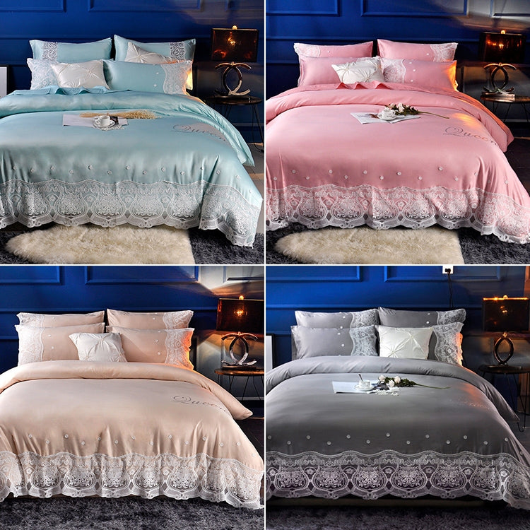 Silk Four-Piece Sheets Bed Sheet Double Nude Sleeping Quilt Cover Ice Silk Bedding, 2.0M Bed