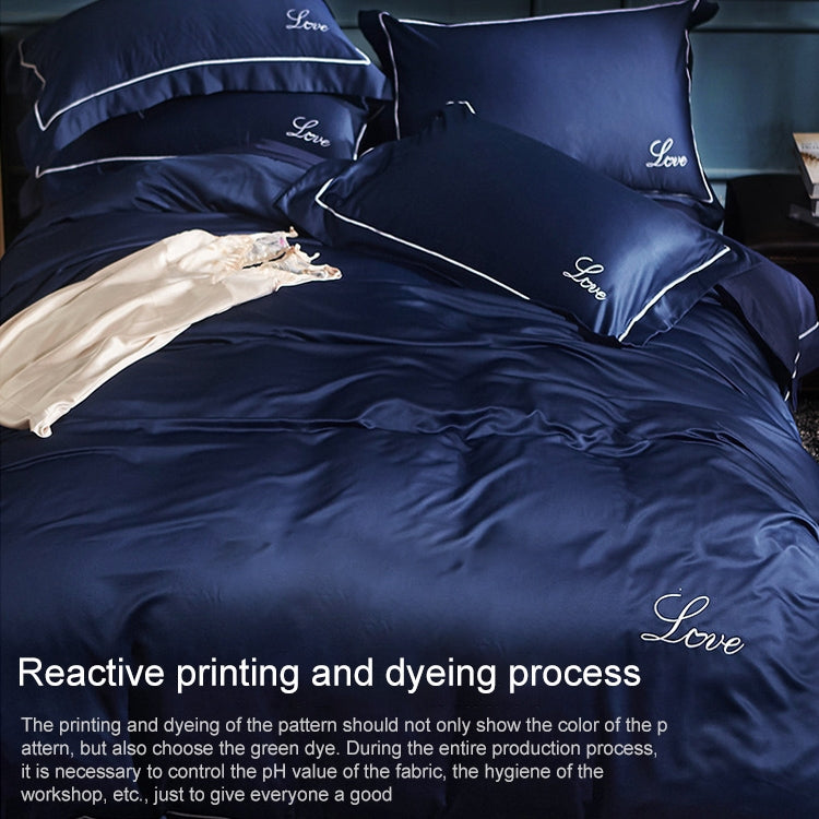 Silk Four-Piece Sheets Bed Sheet Double Nude Sleeping Quilt Cover Ice Silk Bedding, 2.0M Bed