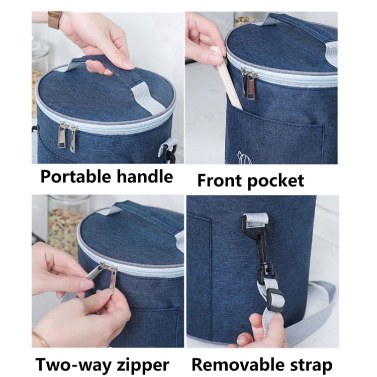 Round Lunch Bag Insulated Lunch Box Foldable & Portable Lunch Tote, L, M, S