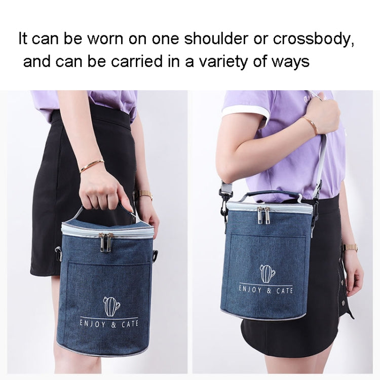 Round Lunch Bag Insulated Lunch Box Foldable & Portable Lunch Tote, L, M, S