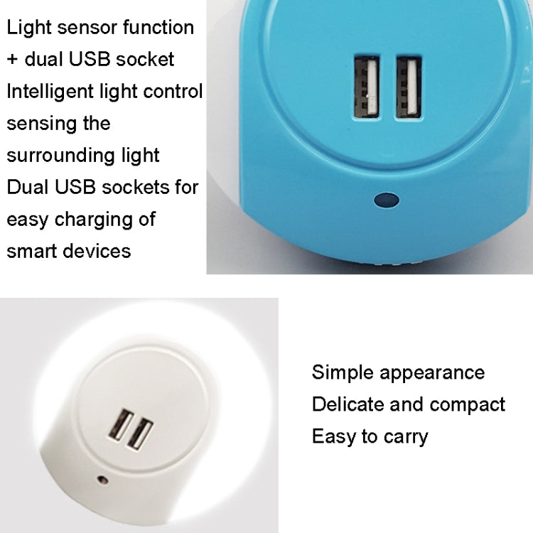 A78B LED Night Light With USB Port Intelligent Light Control Sensor Light, US Plug, EU Plug, UK Plug, AU Plug