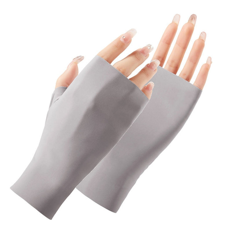 Ladies Sunscreen Gloves Half Finger Ice Silk Gloves,Style: