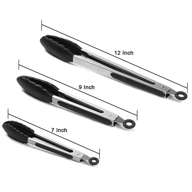 Stainless Steel Bread Barbecue Food Clip Silicone Baking Tools Set, 3 in 1, Black, 3 in 1, Red, 2 in 1