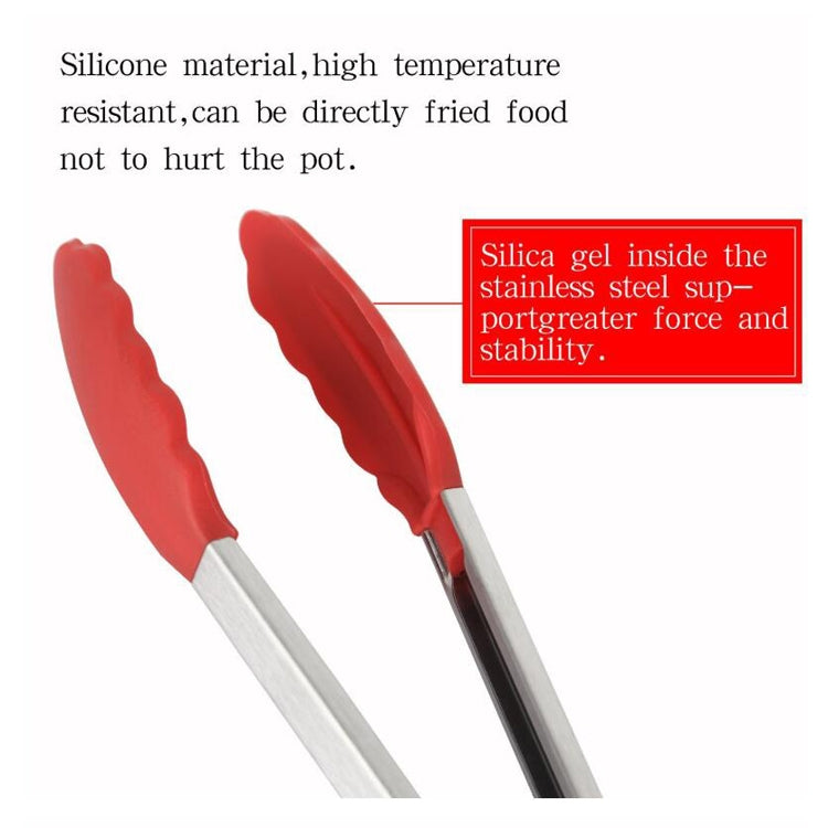 Stainless Steel Bread Barbecue Food Clip Silicone Baking Tools Set, 3 in 1, Black, 3 in 1, Red, 2 in 1