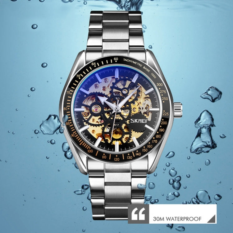 SKMEI 9194 Men Automatic Skeleton Mechanical Steel Band Watch