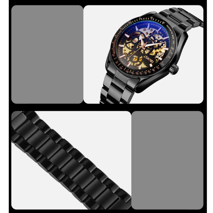 SKMEI 9194 Men Automatic Skeleton Mechanical Steel Band Watch