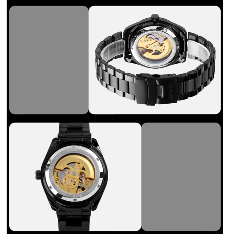 SKMEI 9194 Men Automatic Skeleton Mechanical Steel Band Watch