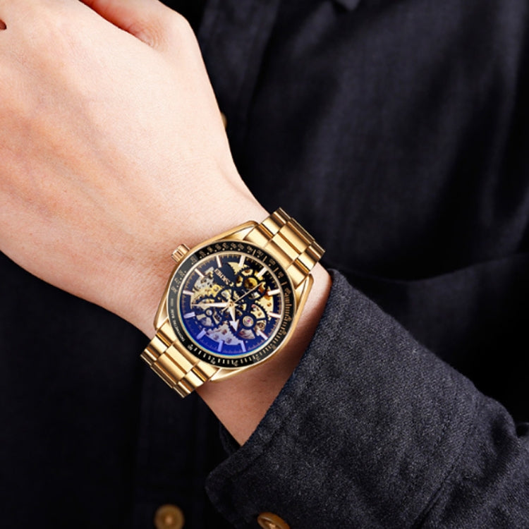 SKMEI 9194 Men Automatic Skeleton Mechanical Steel Band Watch