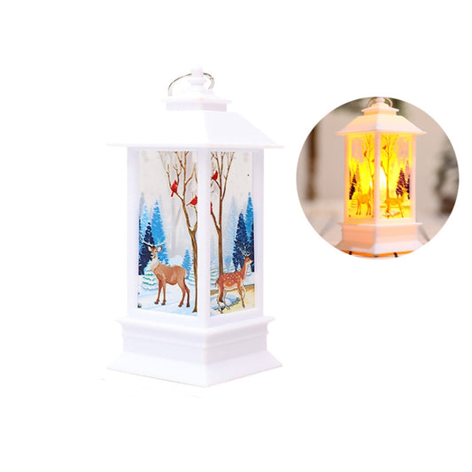 Christmas Flame Lantern Christmas Decoration LED Luminous Ornament Candlestick Lamp, White Elk, White Snowman, Red Santa, Bronze Elk, Bronze Snowman, Bronze Santa, White Angel, Large 77 x 77 x 195mm