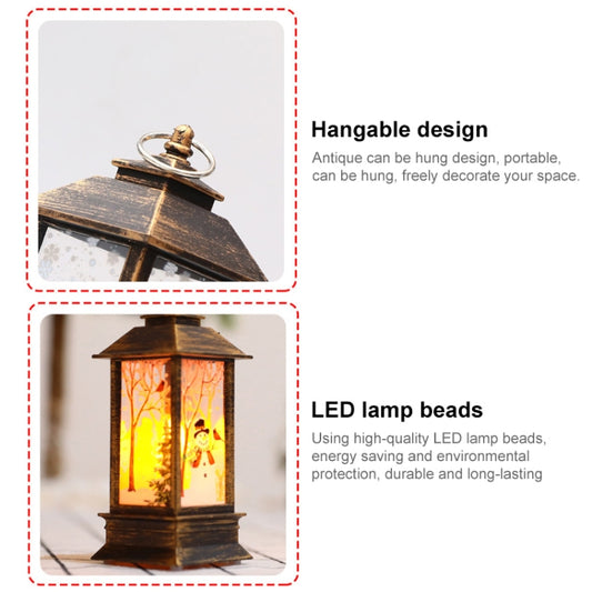 Christmas Flame Lantern Christmas Decoration LED Luminous Ornament Candlestick Lamp, White Elk, White Snowman, Red Santa, Bronze Elk, Bronze Snowman, Bronze Santa, White Angel, Large 77 x 77 x 195mm