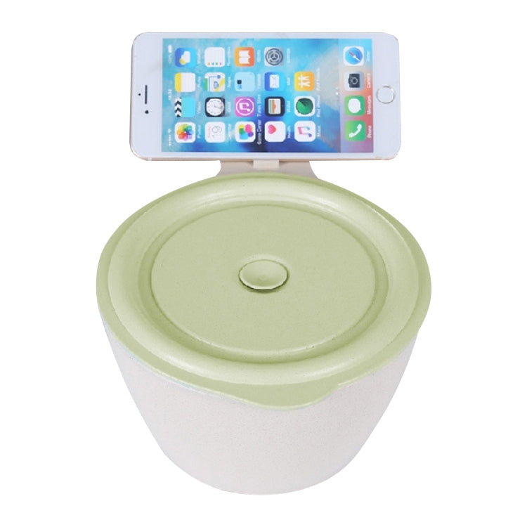 Wheat Fiber Instant Noodle Bowl Creative and Convenient Sealed Lunch Box with Mobile Phone Holder, Pink, Blue, Green