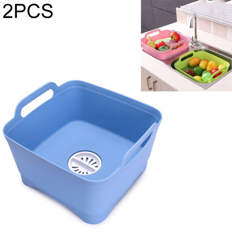 2 PCS Multifunctional Mobile Sink Kitchen Plastic Vegetable Washing Basket Fruit And Vegetable Storage Drain Basket, Pink, Purple, Green, Blue, White, Dark Gray, Dark Green