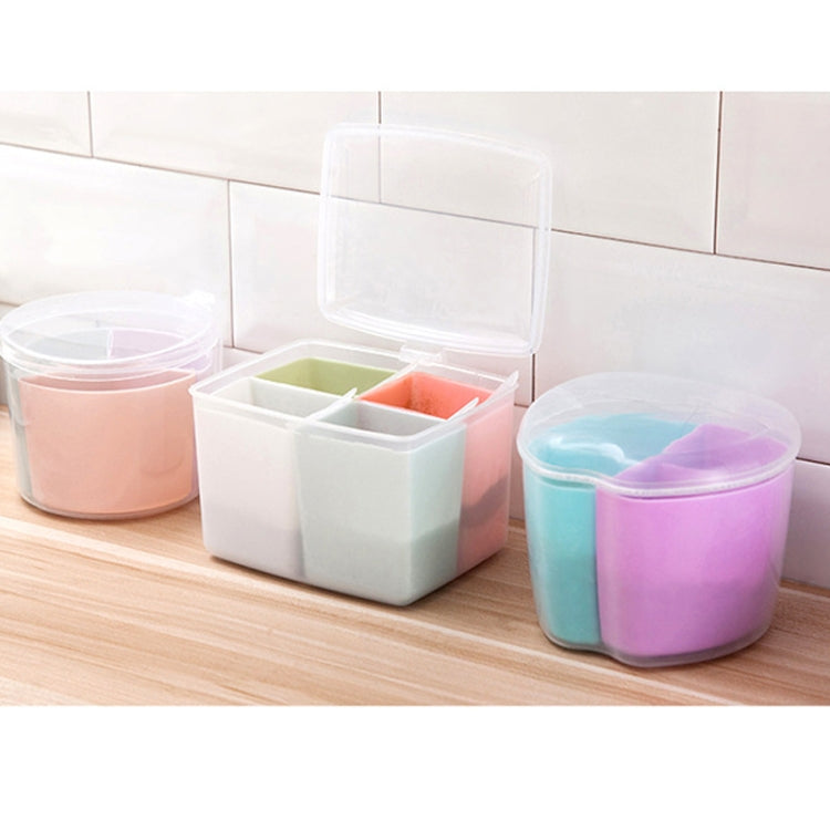 Household Kitchen Split Combined Fresh Box Three Grid Spice Box with Spoon, Round