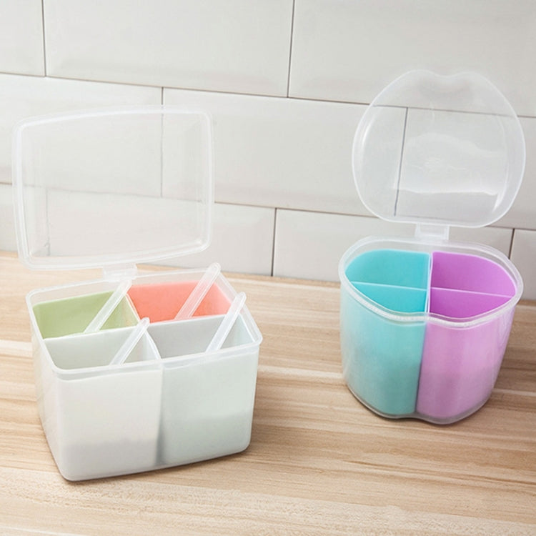Household Kitchen Split Combined Fresh Box Three Grid Spice Box with Spoon, Round